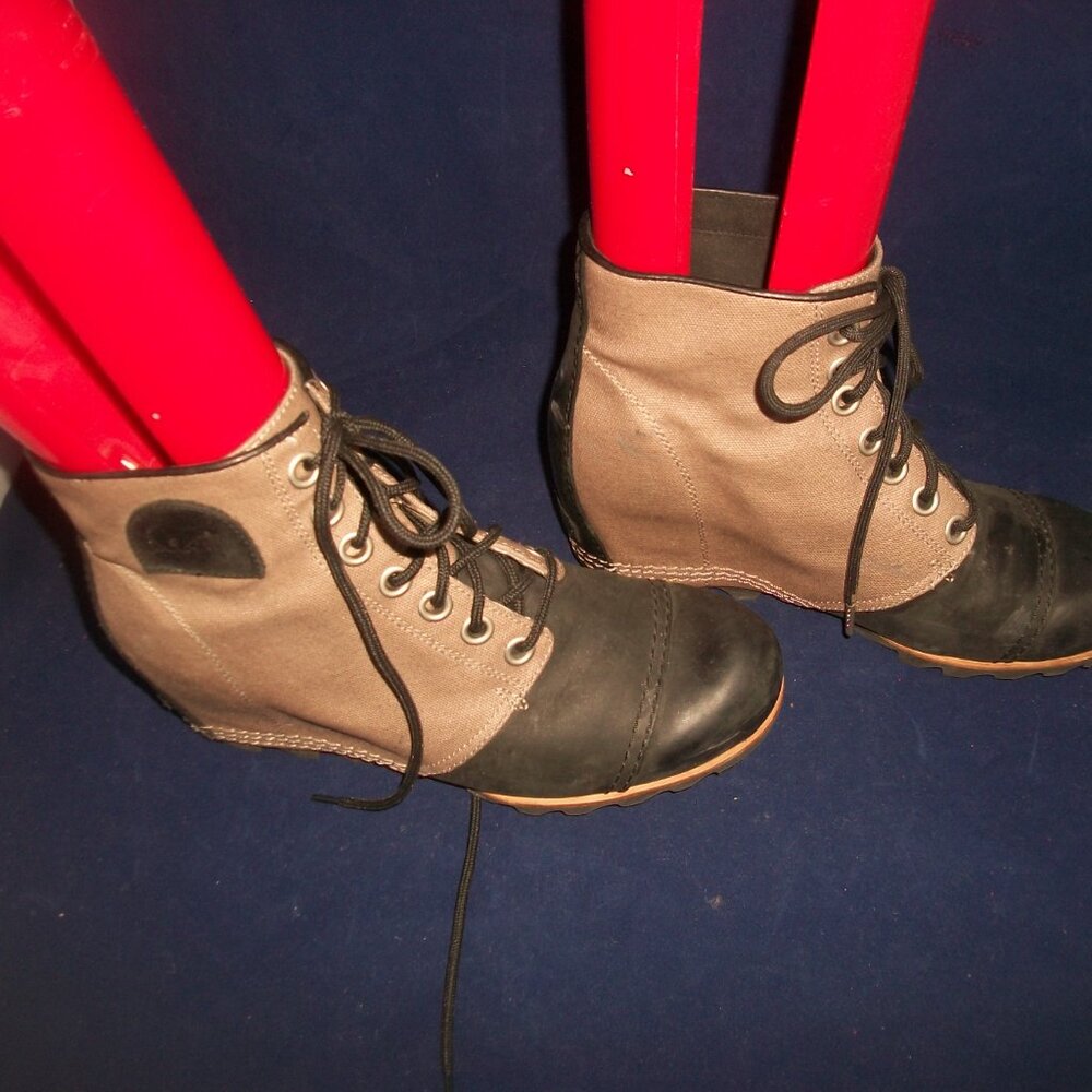 Sorel PDX Waxed Canvas and Leather Hidden Wedge Lace-Up Waterproof Boots 9.5M